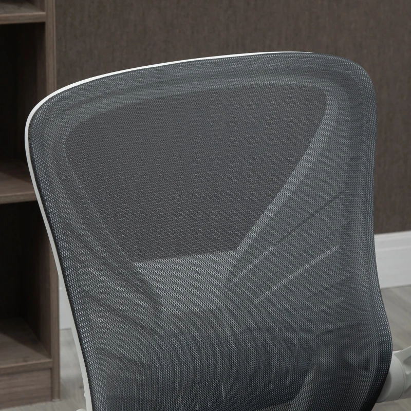 Vinsetto Mesh Office Chair Swivel Task Desk Chair with Lumbar Back Support, Flip-Up Arm, Adjustable Height for Home Office, Grey/Black