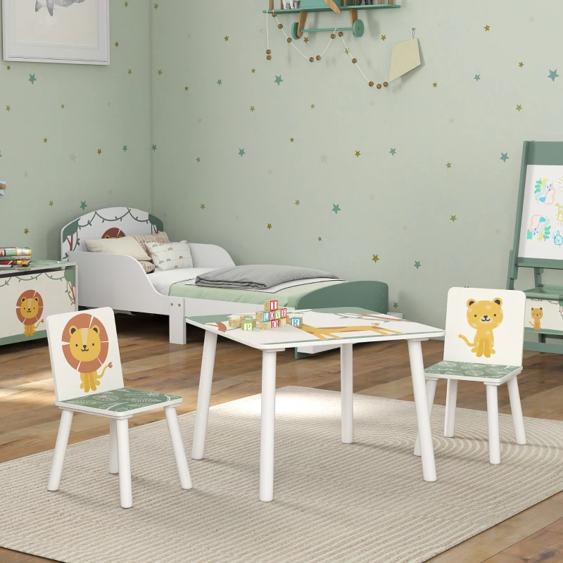Qaba 3-Piece Kids Toddler Table and Chair Set Furniture for Boys and Girls Aged 3-8, Bedroom, Nursery, Playroom, Green