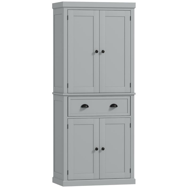 HOMCOM 72.5" Kitchen Cabinet, Pantry Storage Cabinet with Doors and Shelves, Freestanding Food Pantry Cabinet, Gray