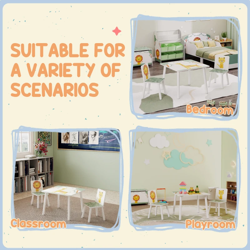 Qaba 3-Piece Kids Toddler Table and Chair Set Furniture for Boys and Girls Aged 3-8, Bedroom, Nursery, Playroom, Green
