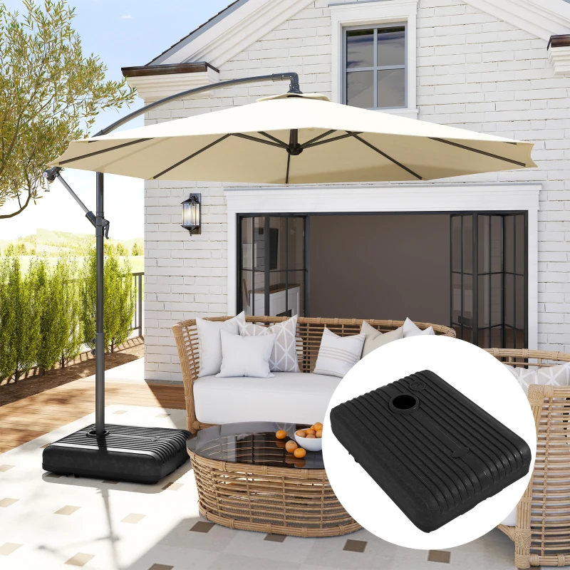 Outsunny Cantilever Patio Umbrella Base for Offset Patio Umbrella, Fillable Umbrella Holder with Wheels for Patio, Outdoor