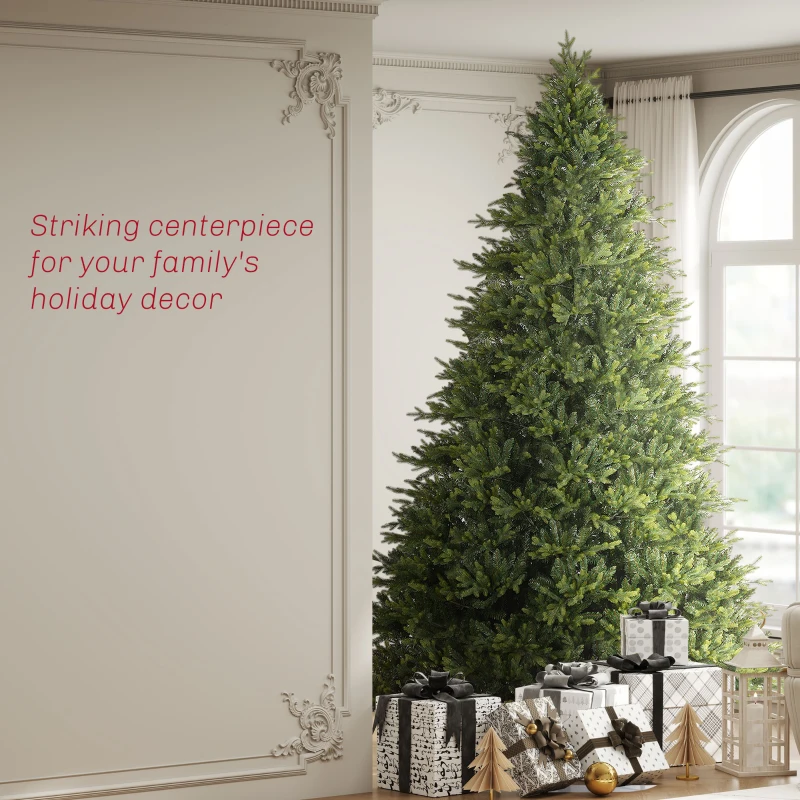 HOMCOM 12ft Hinged Artificial Christmas Tree with Foldable Stand, Easy Assembly, Xmas Tree for Home Office Holiday, Green