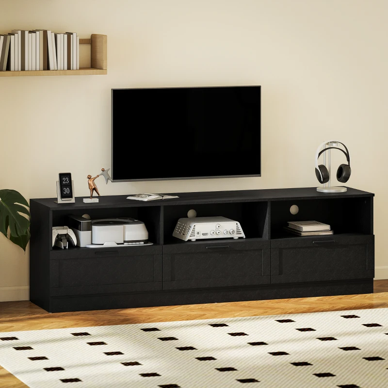 HOMCOM TV Stand with Storage, Modern Entertainment Center with 3 Cabinets and 3 Open Shelves, for TVs up to 85", Black