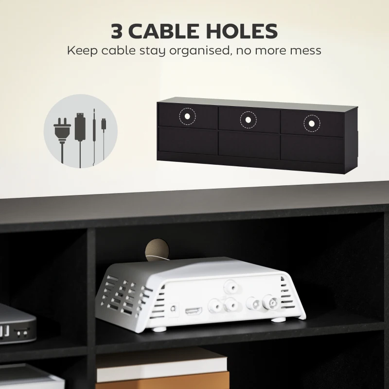 HOMCOM TV Stand with Storage, Modern Entertainment Center with 3 Cabinets and 3 Open Shelves, for TVs up to 85", Black