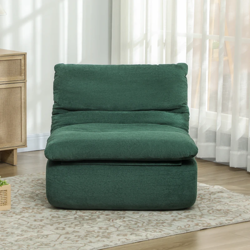 HOMCOM Floor Sofa with Single Piece Ultra High-Density Foam, Armless Floor Chair for Living Room, Bedroom, Home Office, Green
