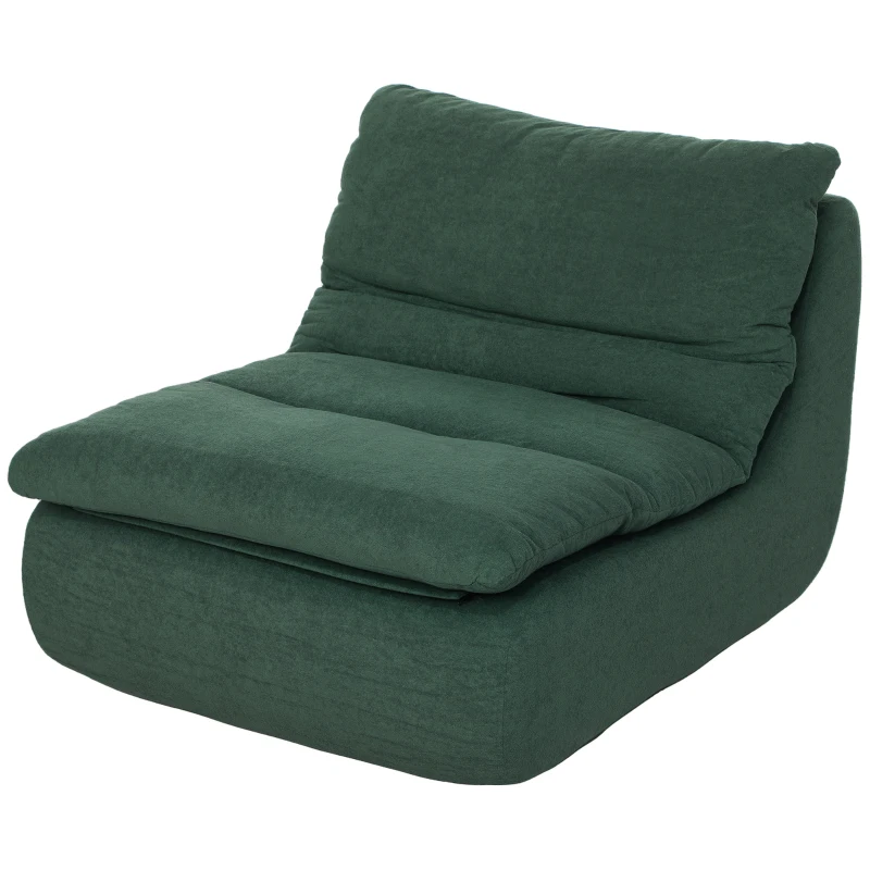 HOMCOM Floor Sofa with Single Piece Ultra High-Density Foam, Armless Floor Chair for Living Room, Bedroom, Home Office, Green