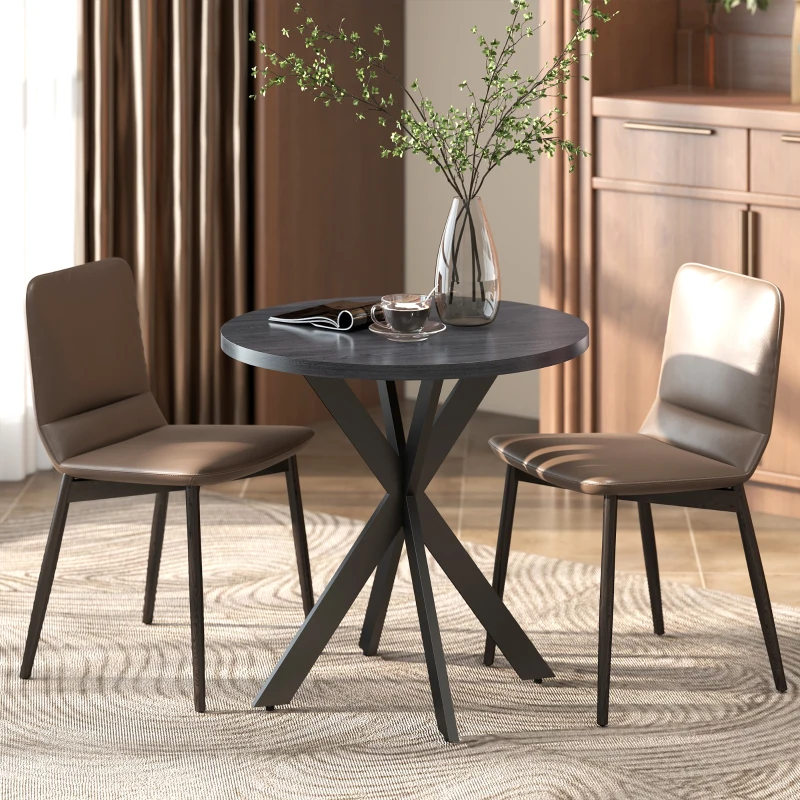 HOMCOM 29" Dining Table, Contemporary Round Kitchen Table with Steel Legs, Black