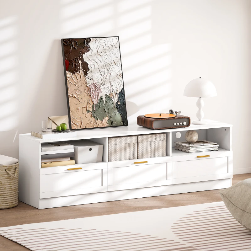 HOMCOM TV Stand with Storage, Modern Entertainment Center with 3 Cabinets and 3 Open Shelves, for TVs up to 85", White