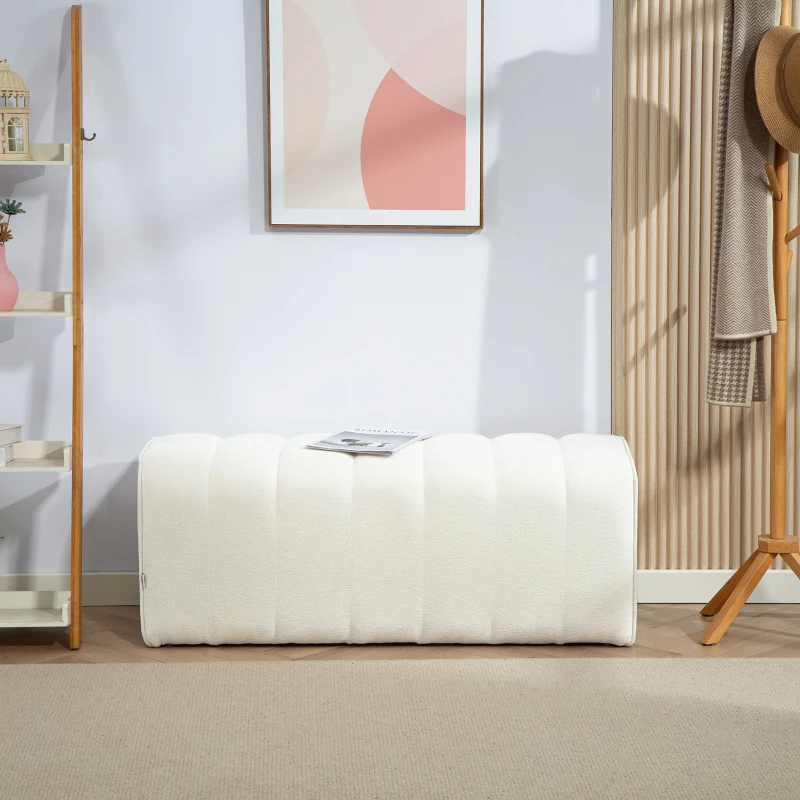 HOMCOM 43" Upholstered Bedroom Bench Modern End of Bed Bench Load up to 485 lbs for Bedroom Hallway Living Room Cream White