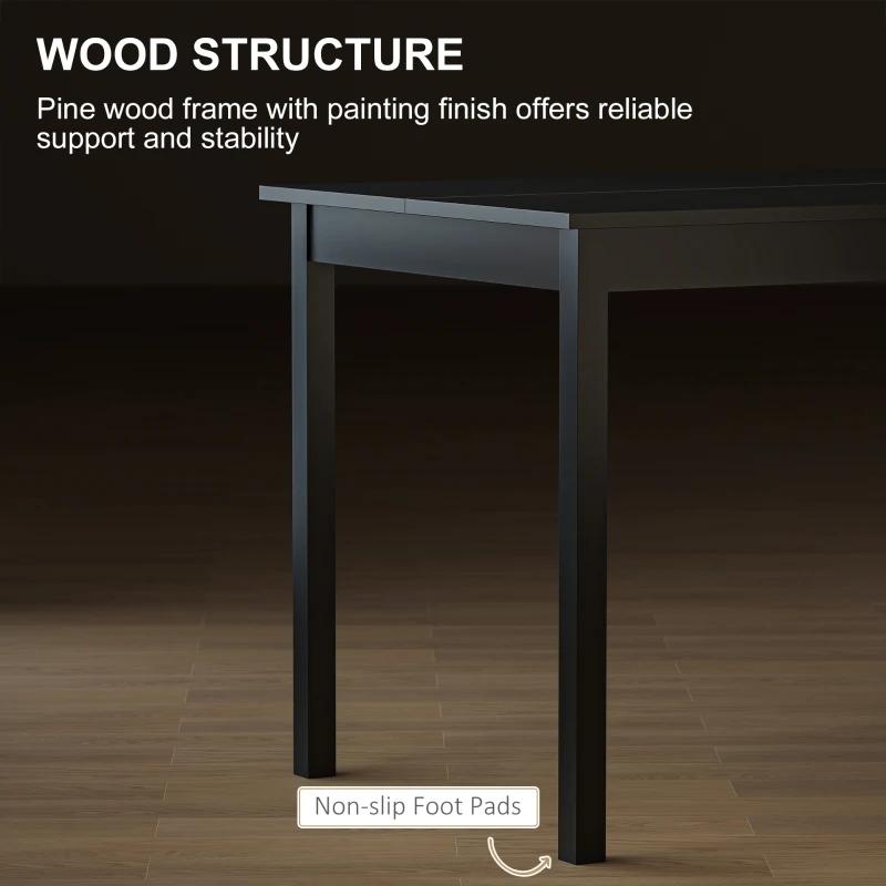 HOMCOM 47" x 30" Dining Table, Farmhouse Dining Room Table with Pine Wood Frame, Space Saving Kitchen Table, Black