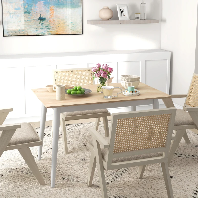 HOMCOM 47" x 30" Dining Table, Farmhouse Dining Room Table with Pine Wood Frame, Space Saving Kitchen Table, Natural