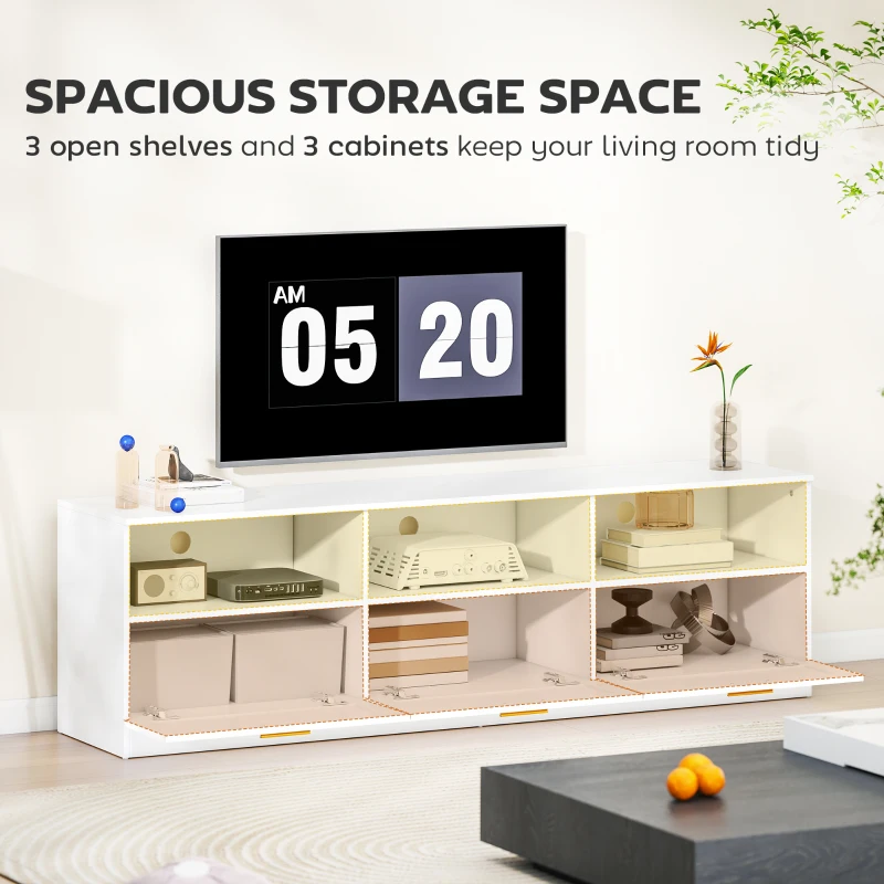 HOMCOM TV Stand with Storage, Modern Entertainment Center with 3 Cabinets and 3 Open Shelves, for TVs up to 85", White