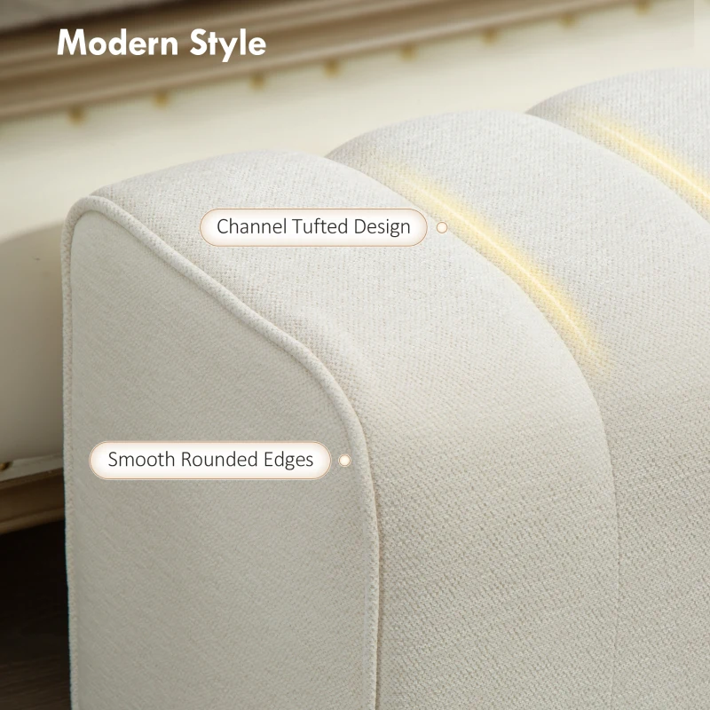 HOMCOM 43" Upholstered Bedroom Bench Modern End of Bed Bench Load up to 485 lbs for Bedroom Hallway Living Room Cream White