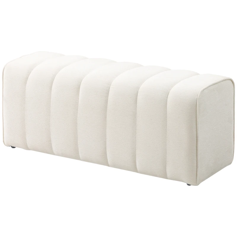 HOMCOM 43" Upholstered Bedroom Bench Modern End of Bed Bench Load up to 485 lbs for Bedroom Hallway Living Room Cream White
