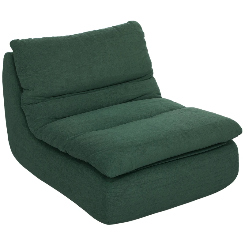 HOMCOM Floor Sofa with Single Piece Ultra High-Density Foam, Armless Floor Chair for Living Room, Bedroom, Home Office, Green