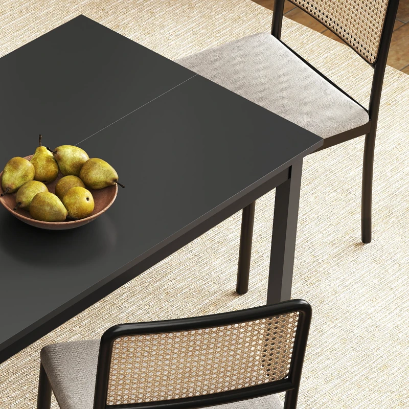 HOMCOM 47" x 30" Dining Table, Farmhouse Dining Room Table with Pine Wood Frame, Space Saving Kitchen Table, Black