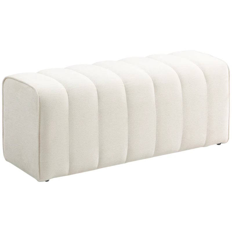 HOMCOM 43" Upholstered Bedroom Bench Modern End of Bed Bench Load up to 485 lbs for Bedroom Hallway Living Room Cream White