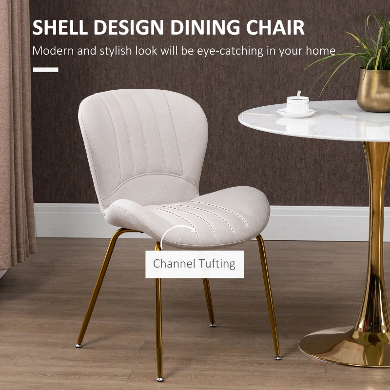 HOMCOM Dining Chairs Set of 2, Modern Accent Chair with Cushioned Backrest, Upholstery for Living Room, Cream White