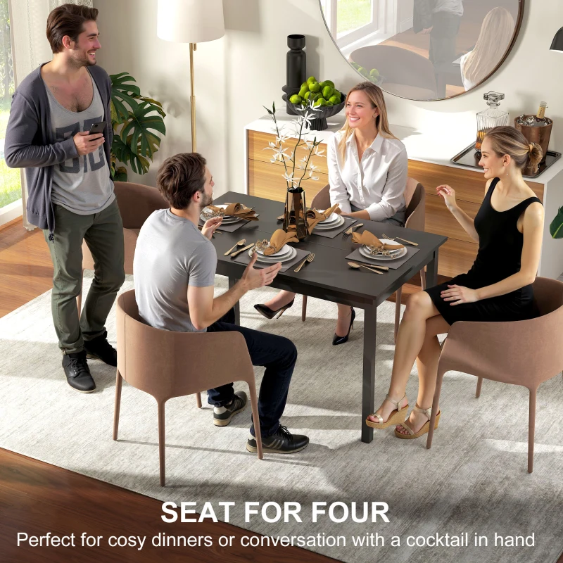 HOMCOM 47" x 30" Dining Table, Farmhouse Dining Room Table with Pine Wood Frame, Space Saving Kitchen Table, Black