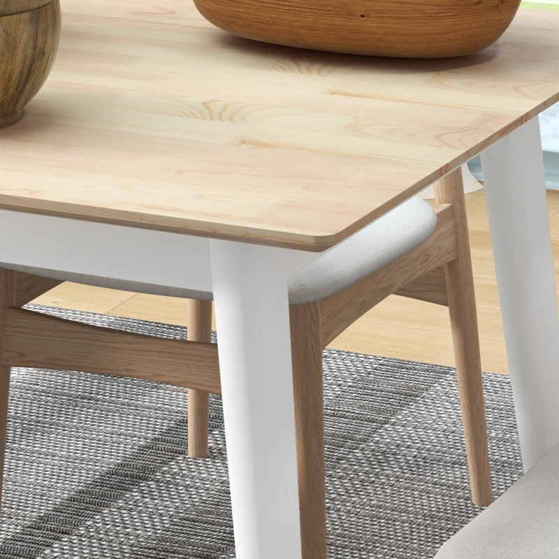 HOMCOM 47" x 30" Dining Table, Farmhouse Dining Room Table with Pine Wood Frame, Space Saving Kitchen Table, Natural