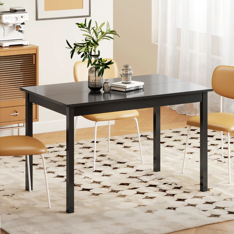 HOMCOM 47" x 30" Dining Table, Farmhouse Dining Room Table with Pine Wood Frame, Space Saving Kitchen Table, Black