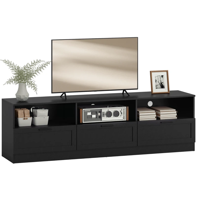 HOMCOM TV Stand with Storage, Modern Entertainment Center with 3 Cabinets and 3 Open Shelves, for TVs up to 85", Black