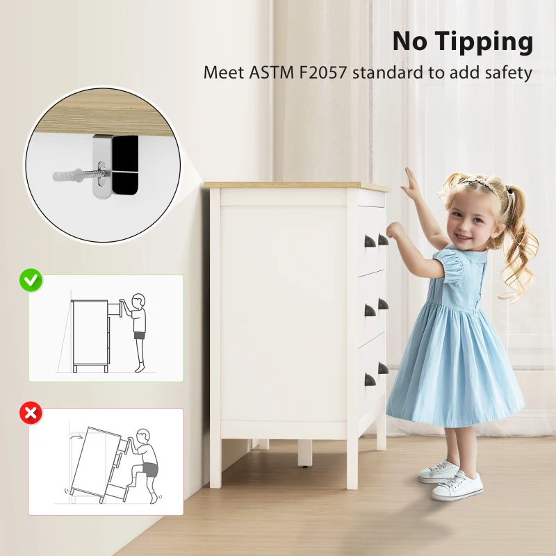 HOMCOM Chest of Drawers with Quiet Slides, Modern 6 Drawer Dresser for Bedroom, Closet, Living Room, Entryway, White