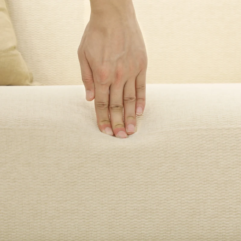 HOMCOM Velvet Feel Fabric 2 Seater Sofa, Small Sofa Loveseat with 8.3" Thick Padding and Wood Legs, Cream White