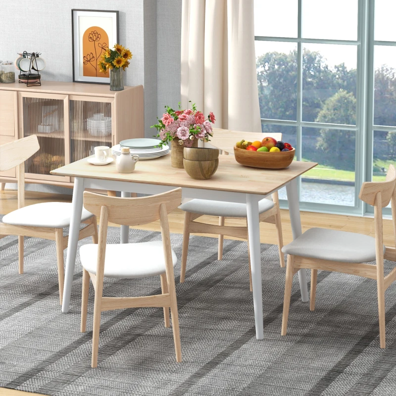 HOMCOM 47" x 30" Dining Table, Farmhouse Dining Room Table with Pine Wood Frame, Space Saving Kitchen Table, Natural