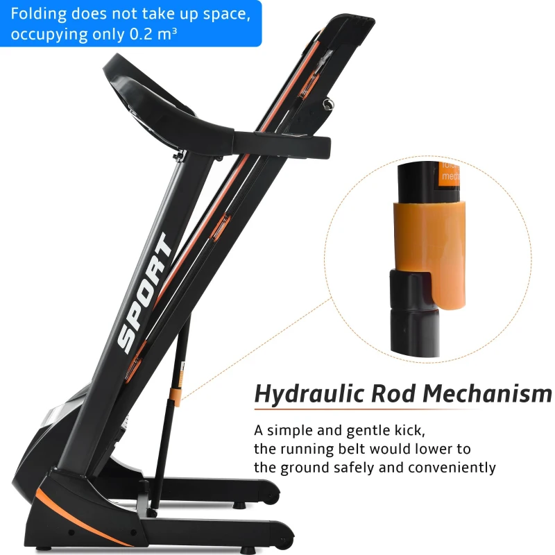 Folding Electric Treadmill with 3.5HP Motor, Incline and LCD Display, Running Machine Ideal for Home Use, 56.5'' L x 21.5'' W x 48'' H, Black