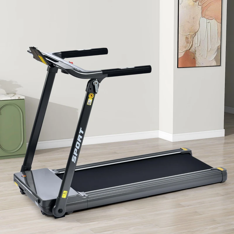 Folding Electric Treadmill with 3.5HP Motor, Multifunctional LED Display, Running Machine for Compact Room, 61.5" L x 24.5" W x 45.5" H, Grey