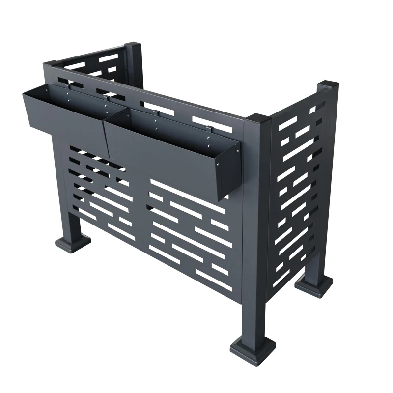 Outdoor Metal Privacy Fence Cover with 3 Concealment Panels, Privacy Shield Perfect for Air Conditioner Units, 46'' L x 22'' W x 35'' H, Charcoal