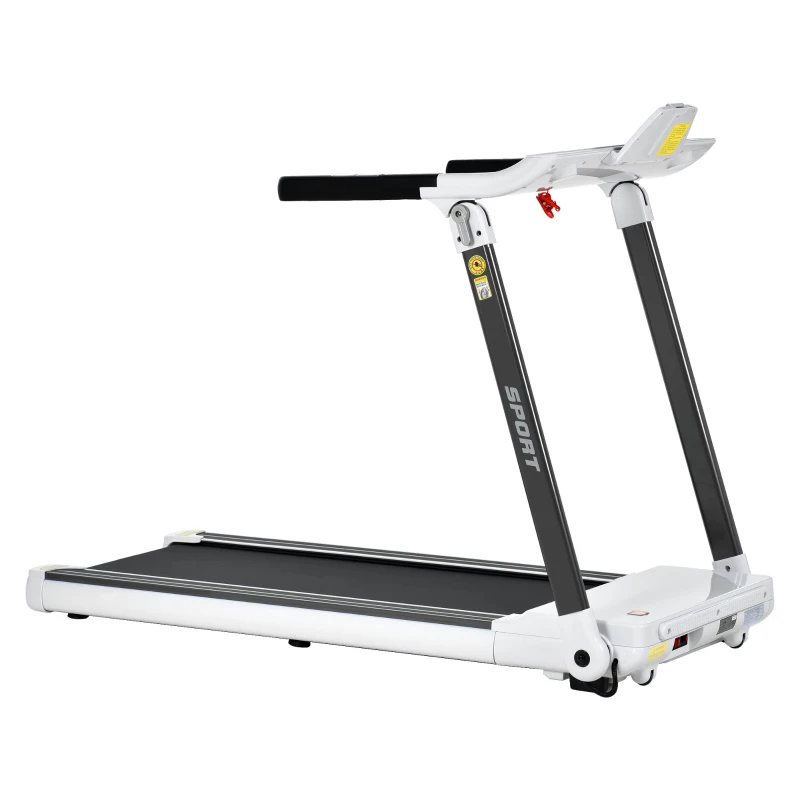 Portable Compact Treadmill with 3.5HP Motor, Bluetooth Speaker, Foldable Running Machine for Home Gym, 61.5" L x 24.5" W x 45.5" H, White