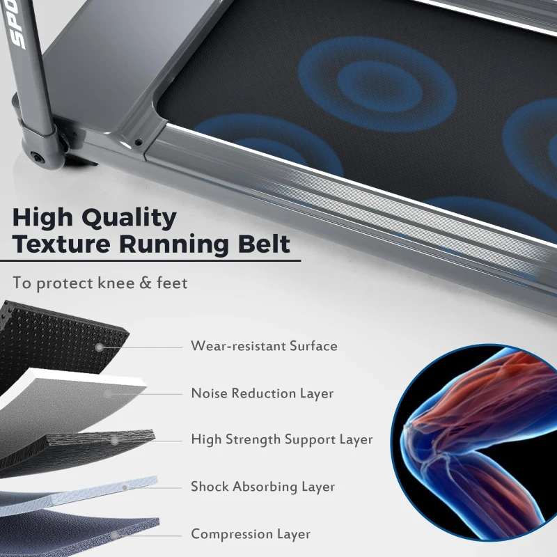 Folding Electric Treadmill with 3.5HP Motor, Multifunctional LED Display, Running Machine for Compact Room, 61.5" L x 24.5" W x 45.5" H, Grey