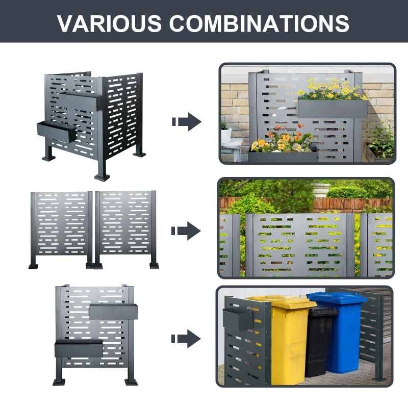 Outdoor Metal Privacy Fence Cover with Galvanized Plate, Privacy Shield Perfect for Air Conditioner Units, 36'' L x 36'' W x 44.5'' H, Charcoal