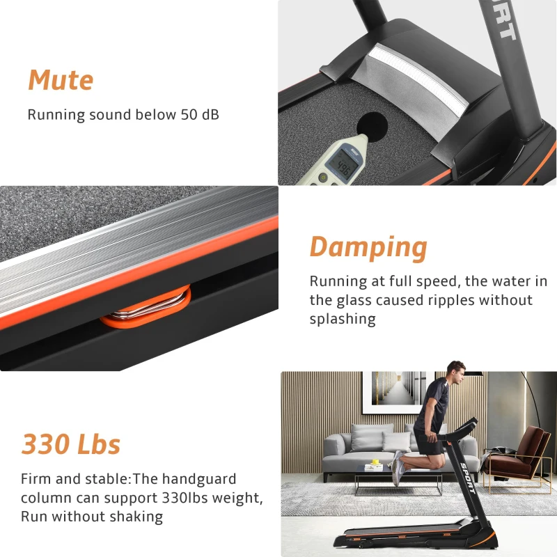 Folding Electric Treadmill with 3.5HP Motor, Incline and LCD Display, Running Machine Ideal for Home Use, 56.5'' L x 21.5'' W x 48'' H, Black
