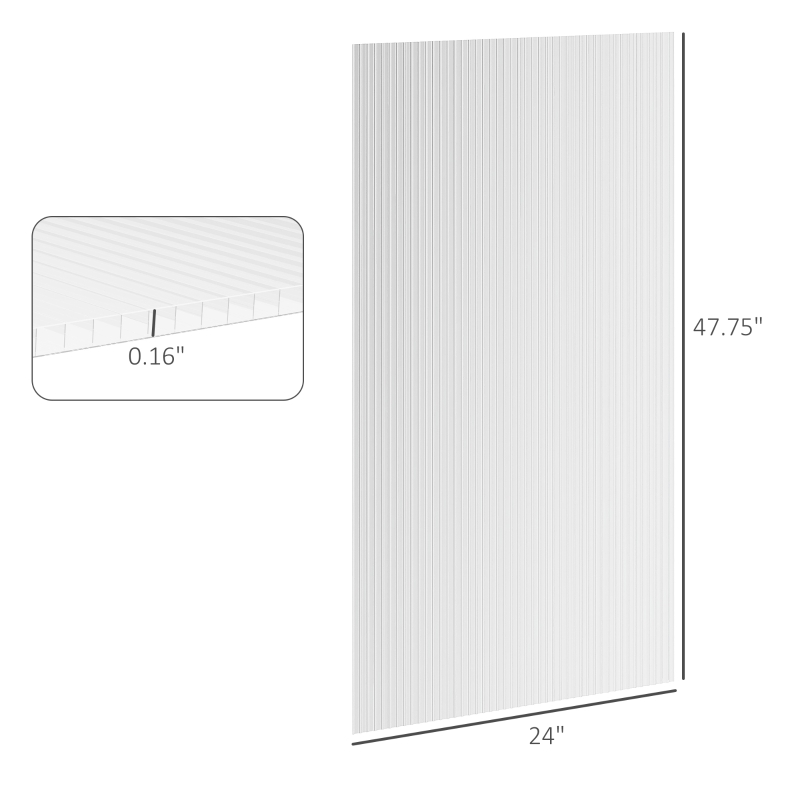 Outsunny 14 Pieces Twin-Wall Polycarbonate Panels Waterproof UV Protected Polycarbonate Greenhouse Panels, 4' x 2' x 0.16", Clear(m-3)
