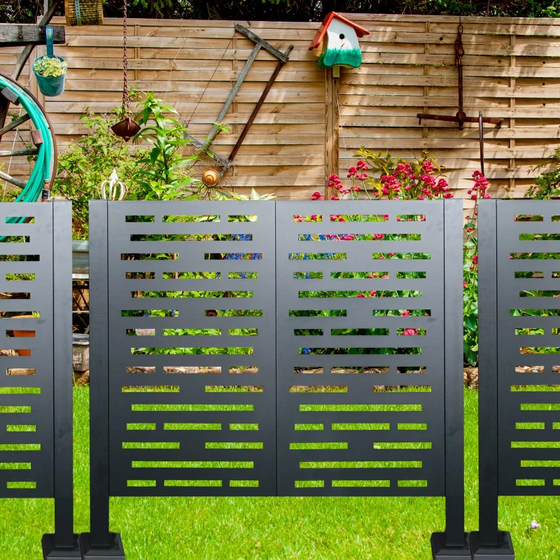 Metal Air Conditioner Privacy Fence Cover with Flower Boxes, Privacy Shield Perfect for Air Conditioner Units, 42'' L x 42'' W x 45'' H, Charcoal