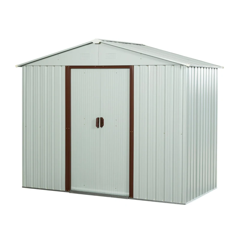 6 x 5 ft Outdoor Metal Storage Shed with Sliding Doors, Galvanized Steel, Outbuilding for Garden Hobbyists, 72.5" L x 47" W x 72.5" H, White