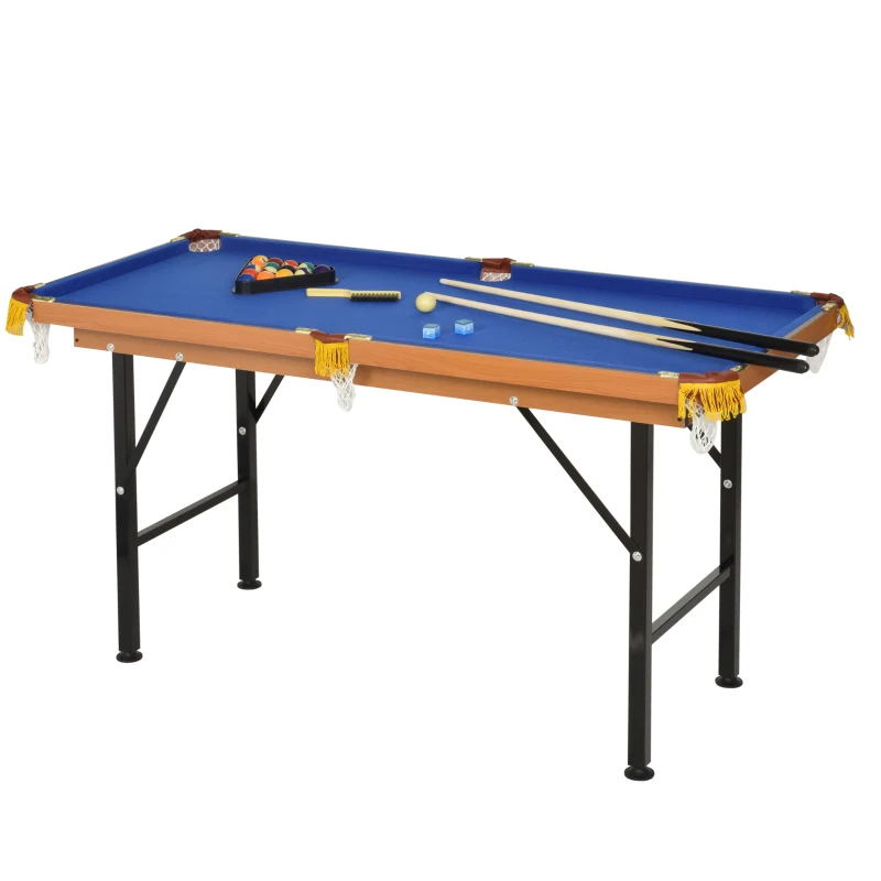 Soozier 54.3"L Mini Pool Table Portable Billiard Table Includes Cues, Ball, Chalk, Rack, Blue