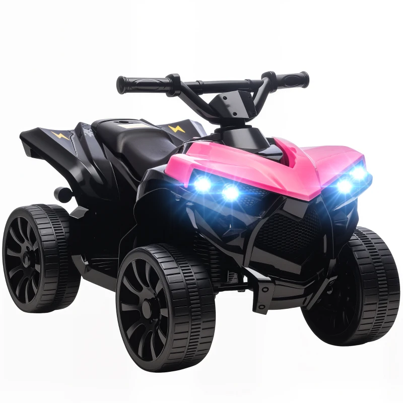 Qaba 6V Kids ATV, 4 Wheeler Electric Ride on Car with Music and LED Headlights, for Ages 3-8 Years Boys and Girls, Pink