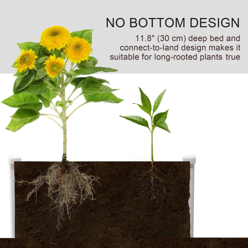 Outsunny 47" x 35" x 12" Raised Garden Bed, Planter Box, Above Ground Garden for Flowers, Herb, Vegetables, Dark Grey