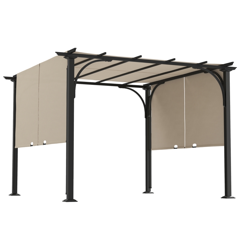 ★garage★　アリゾナ Outsunny 10' x 10' Steel Patio Pergola, Retractable Canopy