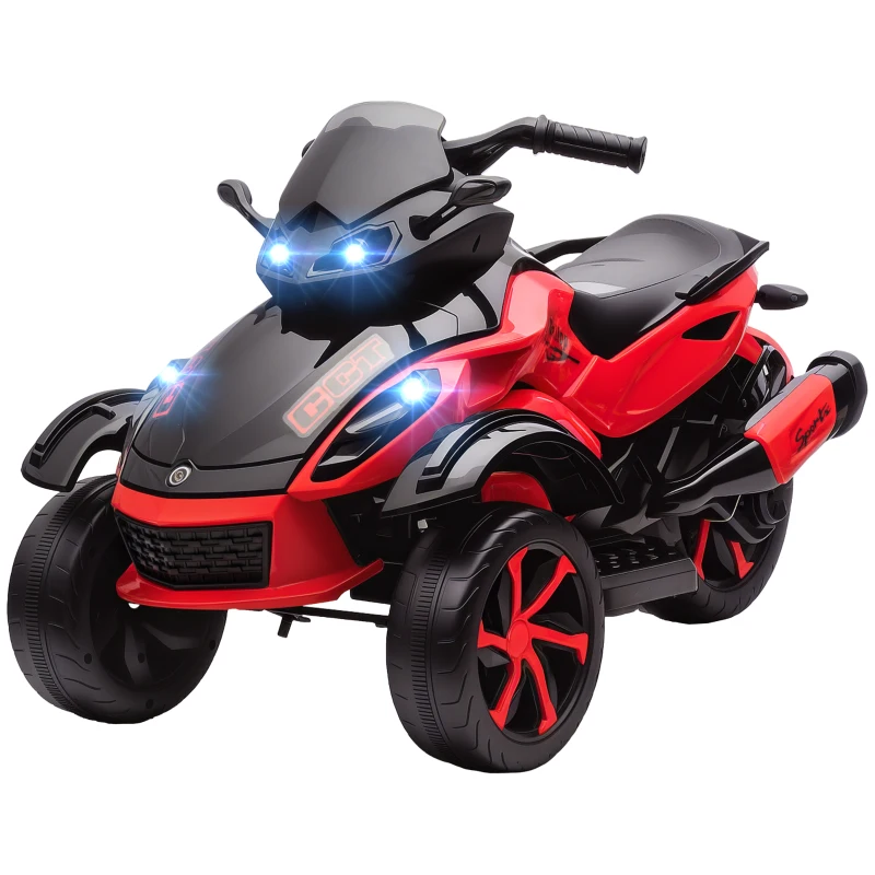 Qaba 12V Kids ATV with Suspension Wheels, Soft Start, LED Lights, Music, Red