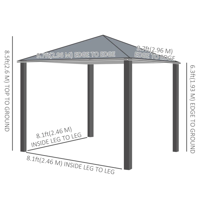 Outsunny 10' x 10' Soft Top Outdoor Gazebo Steel Frame Mesh Curtain Sidewalls