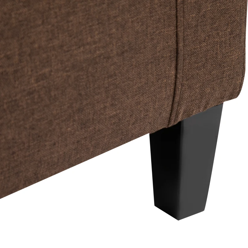 HOMCOM Storage Ottoman Bench, Linen Upholstered Bench with Tufted Design, Brown