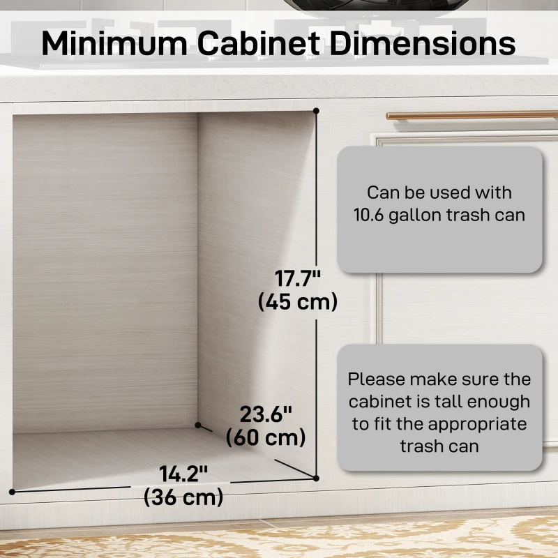 HOMCOM Pull Out Trash Can Under Cabinet, 10.6 Gallon (40L) Slide Out Garbage Can with 2 Removable Compartments, Grey