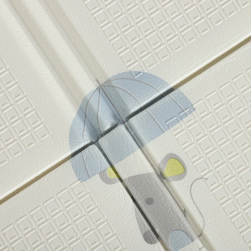 Qaba Foldable Baby Plat Mat, 77" x 58" Kids Floor Mat for Crawling and Learning, Track & Elephant Theme