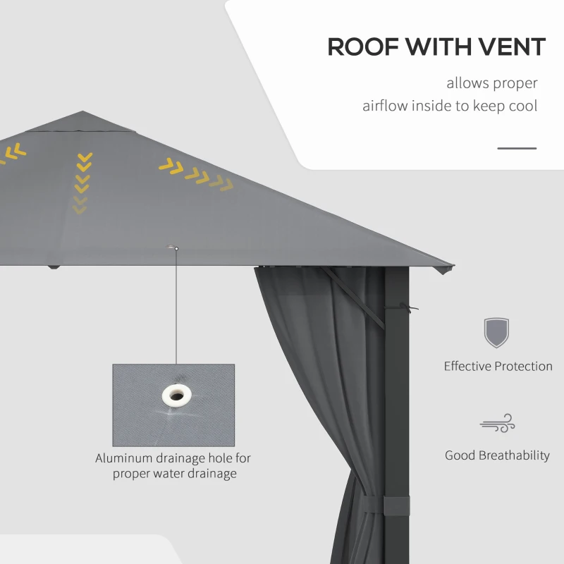 Outsunny 10' x 10' Soft Top Outdoor Gazebo Steel Frame Mesh Curtain Sidewalls