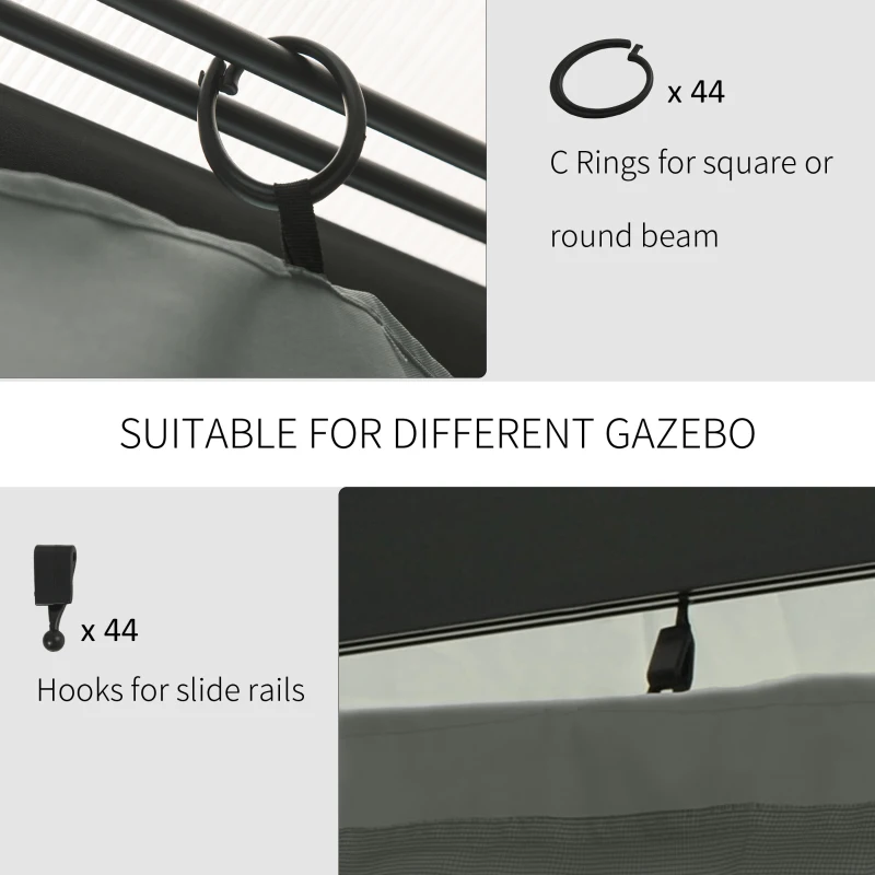Outsunny 9.84' x 11.8' Gazebo Sidewall Set with Hooks/C-Rings, Gray